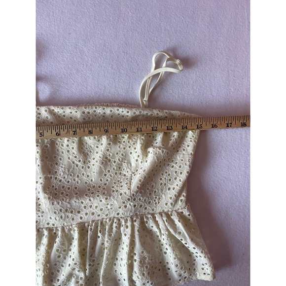 A New Day Cream Eyelet Peplum Camisole Top Smocked Back NWT Small - Picture 2 of 8